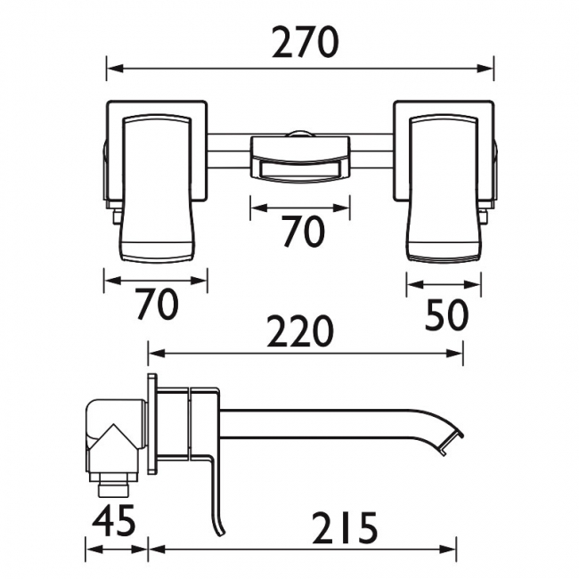 Bristan Descent Basin Mixer Dsc Wmbas C Wall Mounted Chrome