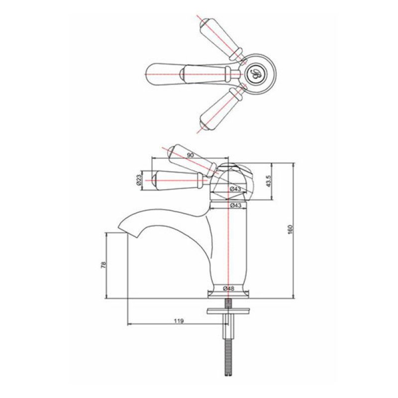 Burlington Chelsea Basin Mixer CH21 Deck Mounted Chrome