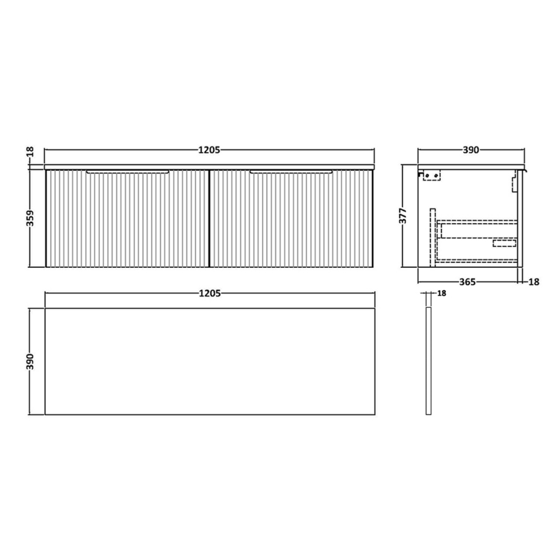 Hudson Reed Fluted Vanity Unit Mm Dff W Satin White