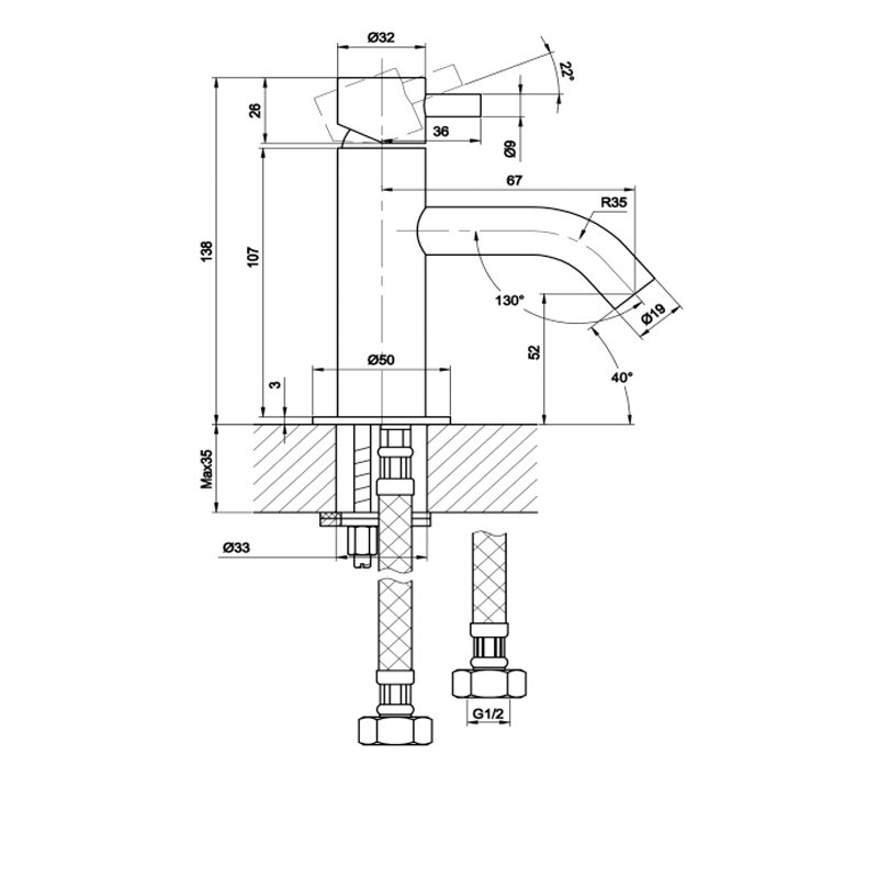 Just Taps Plus Florence Basin Mixer Deck Mounted Chrome