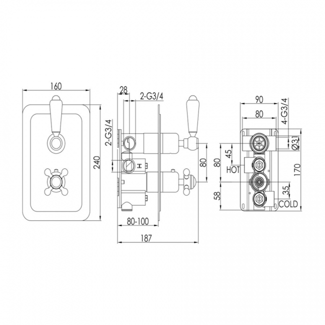 Just Taps Plus Grosvenor Shower Valve Gb Concealed Chrome