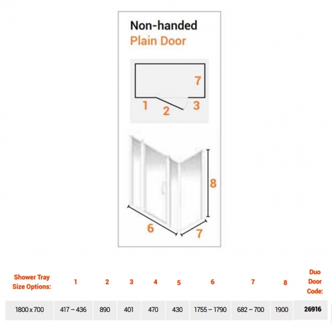 AKW Larenco Duo Dual Inline Hinged Door Rectangular Shower Enclosure 1800mm x 700mm - 6mm Glass