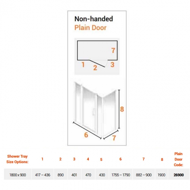 AKW Larenco Dual Inline Hinged Door Shower Enclosure 1800mm x 900mm - 6mm Glass