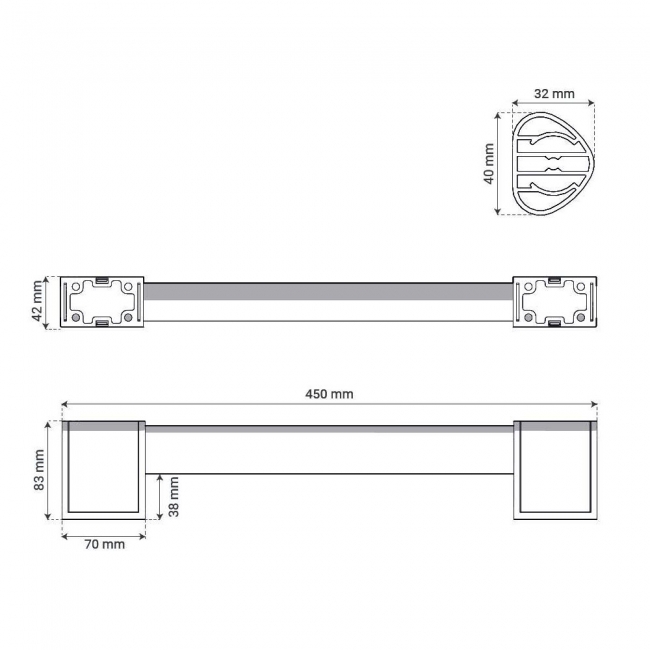 AKW Onyx 2 Straight Grab Rail 450mm Wide - Chrome / White