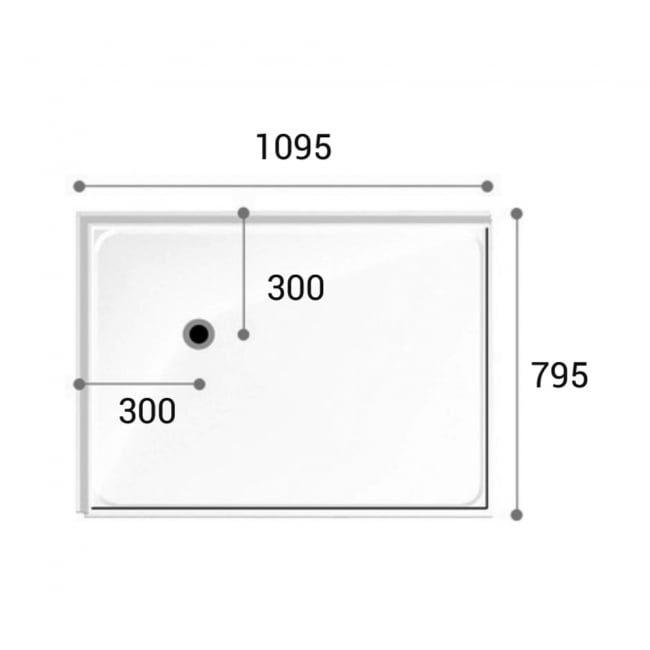 AKW Swift Level Access Rectangular Shower Tray 1095mm x 795mm Left Handed (for Vinyl Floors)