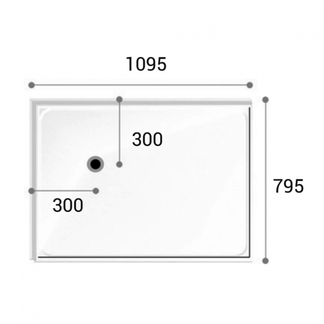 AKW Swift Level Access Rectangular Shower Tray 1095mm x 795mm Right Handed (for Vinyl Floors)