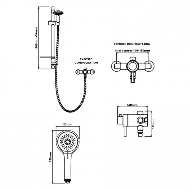 Aqualisa AQ Exposed Concentric Mixer Shower with Shower Kit - Chrome