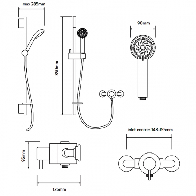Aqualisa Siren Sequential Exposed Mixer Shower with Shower Kit