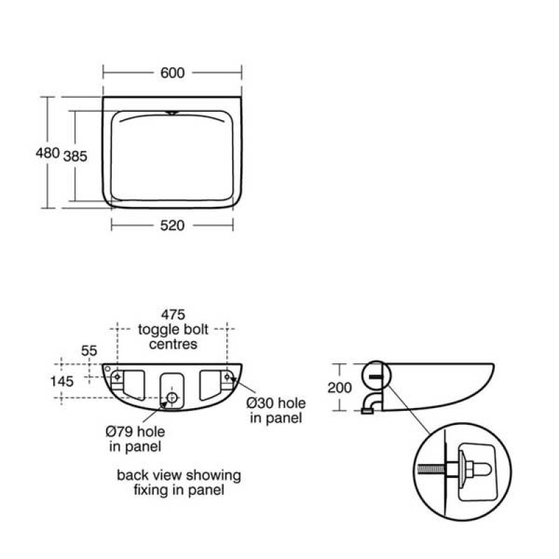 Armitage Shanks Contour 21 Wall Hung Basin | S0444HY | 600mm | 0TH