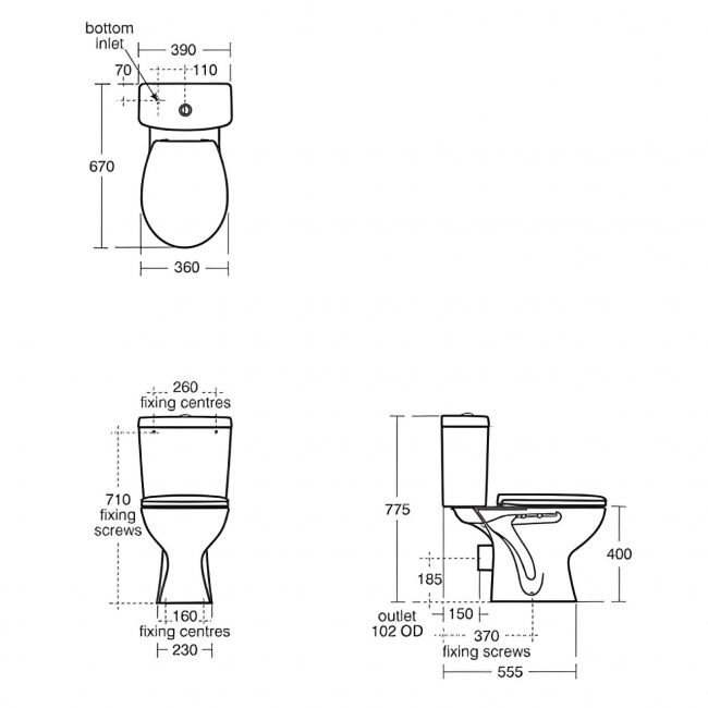 Armitage Shanks Sandringham 21 Boxed Close Coupled Toilet with Push Button Cistern - Standard Seat