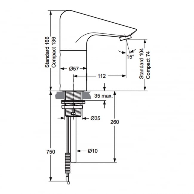 Armitage Shanks Sensorflow 21 Basin Mixer Tap A4122AA Deck Mounted   Armitage Shanks Sensorflow 21 Tap A4122aa 1 