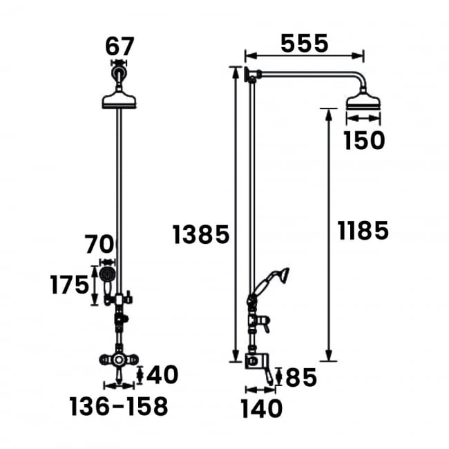 Bristan 1901 Sequential Exposed Mixer Shower with Shower Kit and Fixed Head