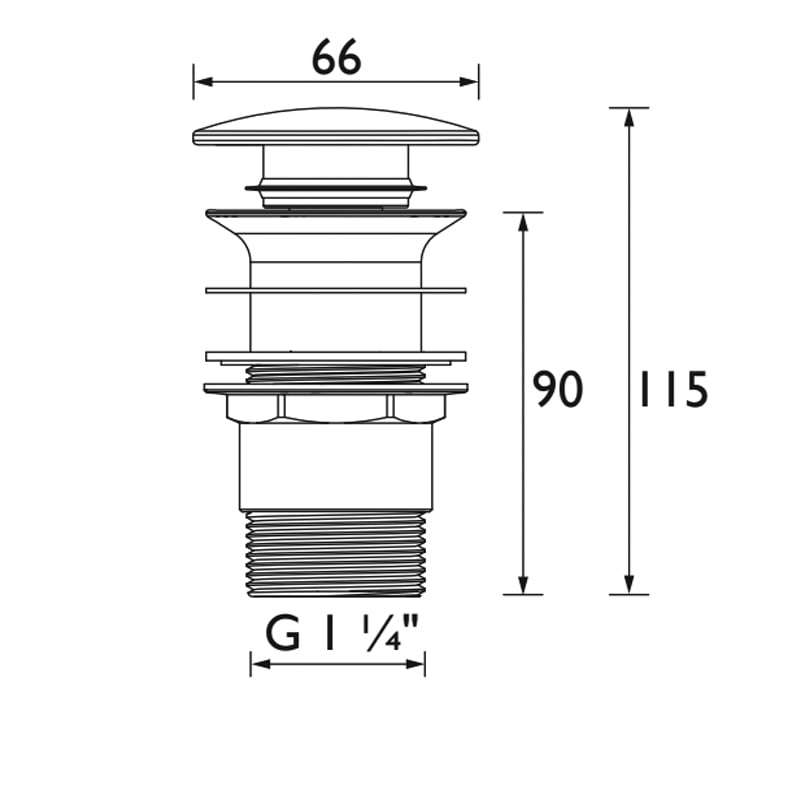 Bristan Basin Clicker Waste Unslotted - Chrome