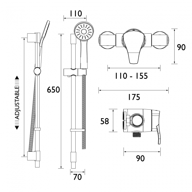 Bristan Capri3 Thermostatic Exposed Mixer Shower with Shower Kit - Chrome