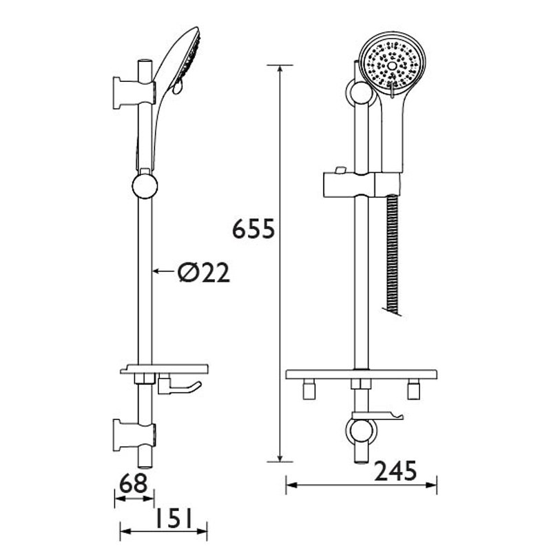 Bristan Slider Rail Shower Kit | CAS KIT04 C | Modern | Chrome