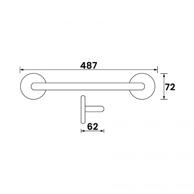 Bristan Grab Bar Bathroom Rail 487mm Wide - Chrome