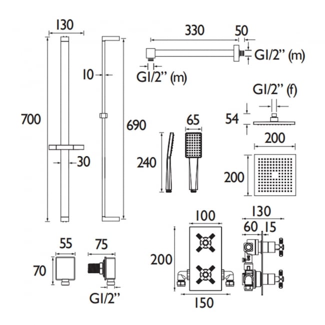 Bristan Cruzar Shower | CRU C SHWR PK | Outlet | Chrome