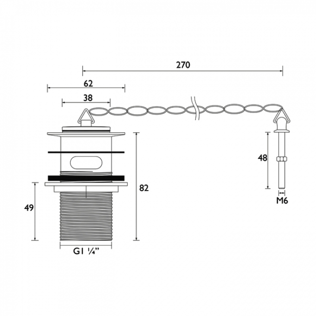 Bristan Economy Basin Waste with Plug Chrome - Slotted