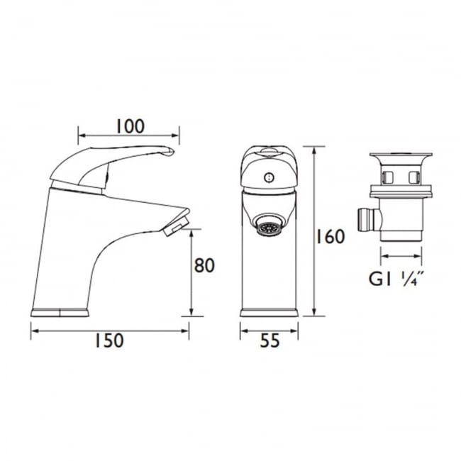 Bristan Java Basin Mixer Tap with Clicker Waste - Chrome Plated