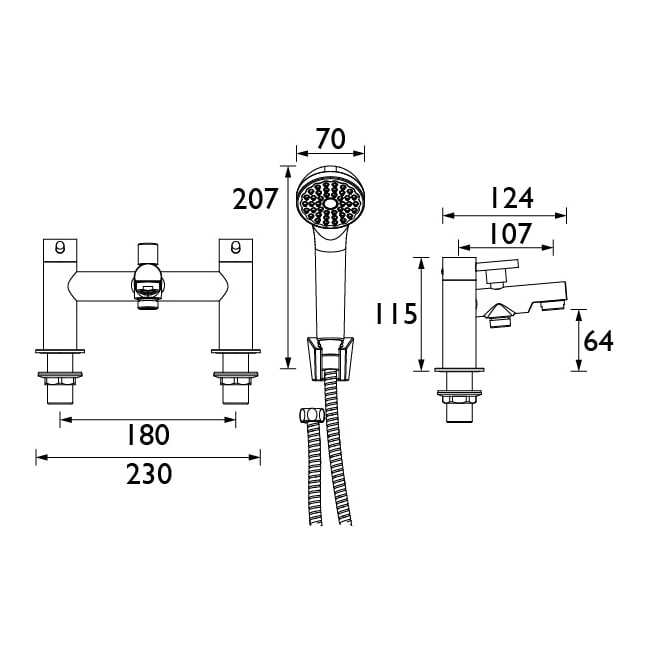 Bristan Mios Bath Shower Mixer Tap Pillar Mounted - Chrome