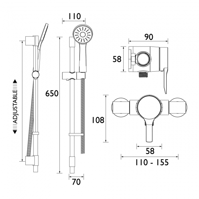 Bristan Onza Thermostatic Exposed Mixer Shower with Shower Kit - Chrome