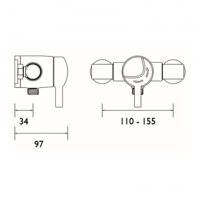 Bristan OPAC Thermostatic Exposed Mini Shower Valve with Lever Handle - Chrome