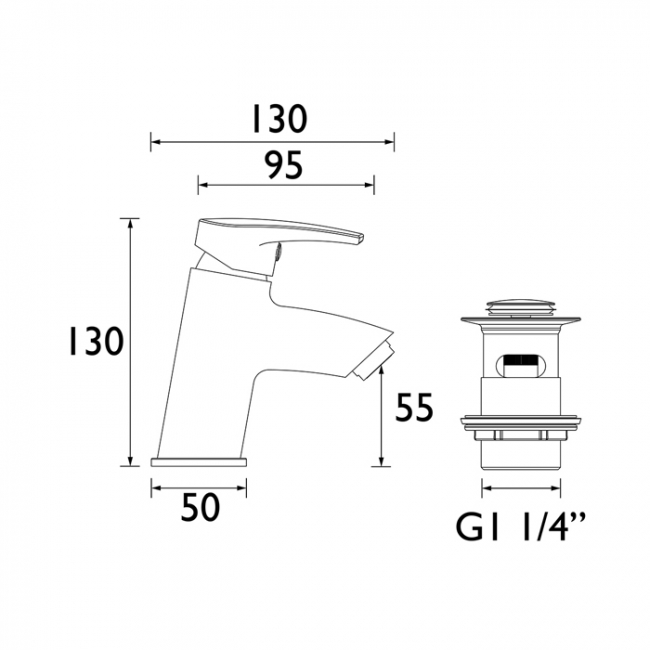 Bristan Orta Basin Mixer Tap With Clicker Waste - Chrome