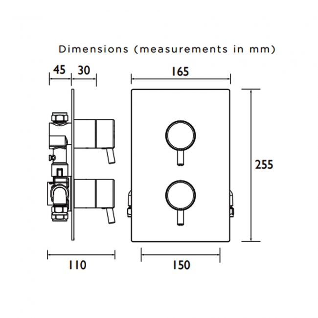 Bristan Prism Thermostatic Recessed Dual Control Shower Valve Only - Chrome