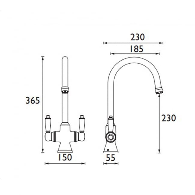 Bristan Renaissance EasyFit Mono Kitchen Sink Mixer Tap Dual Handle - Brushed Brass