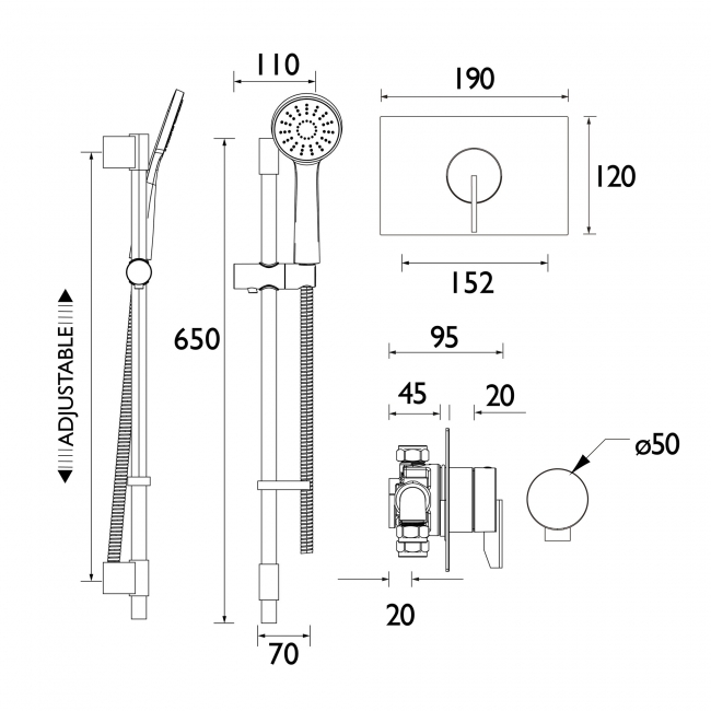 Bristan Sonique3 Thermostatic Concealed Mixer Shower with Shower Kit - Chrome