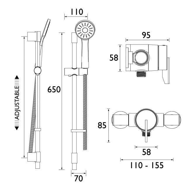 Bristan Sonique3 Thermostatic Exposed Mixer Shower with Shower Kit - Chrome