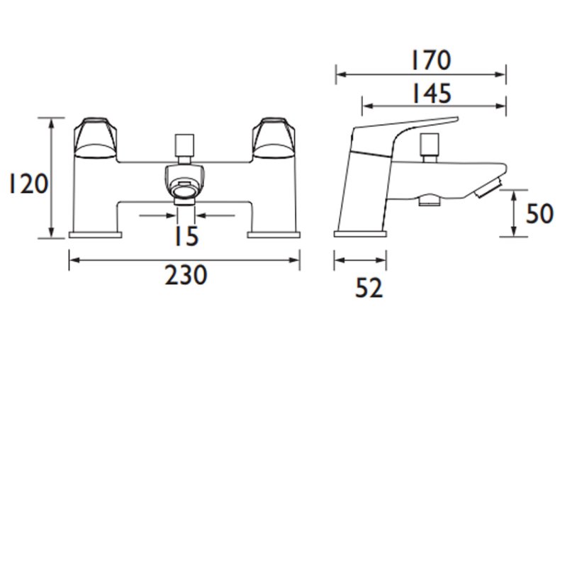 Bristan Vantage Bath Shower Mixer | VT2 BSM C | Pillar Mounted | Chrome