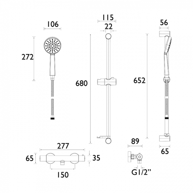 Bristan Zing Cool Touch FastFit Bar Mixer Shower with Shower Kit