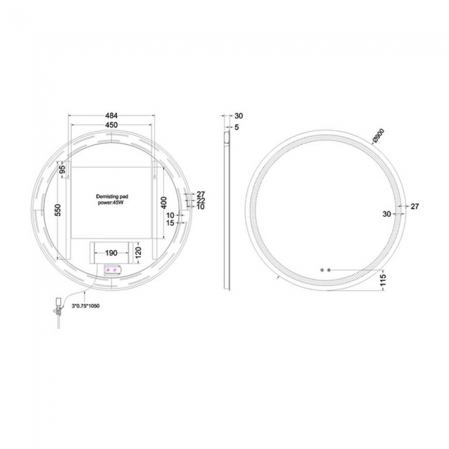 Britton Shoreditch Circular LED Bathroom Mirror 900mm Diameter