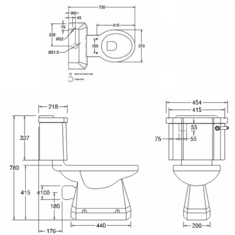 Burlington S-Trap Toilet | P18+C3 | Close Coupled | White