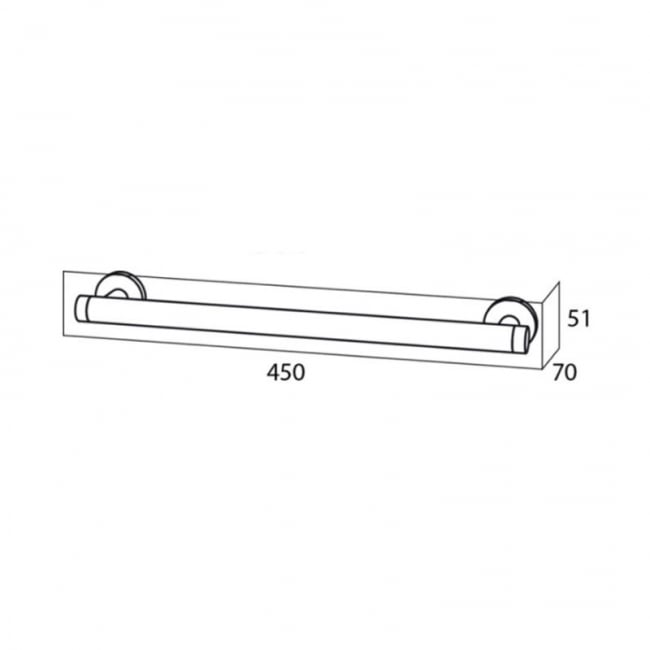 Coram Boston Straight Grab Rail 450mm Length - Stainless Steel Polished