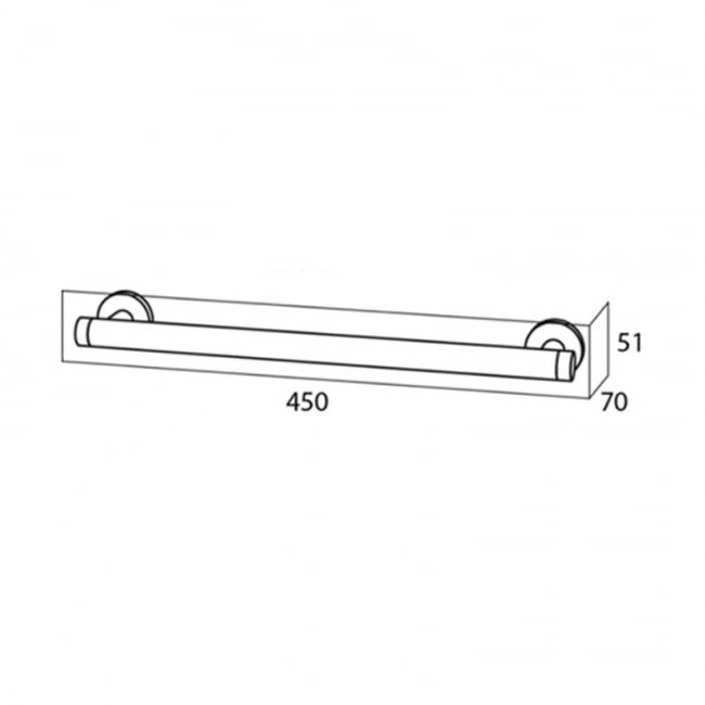 Coram Boston Straight Grab Rail 450mm Length - Stainless Steel Brushed