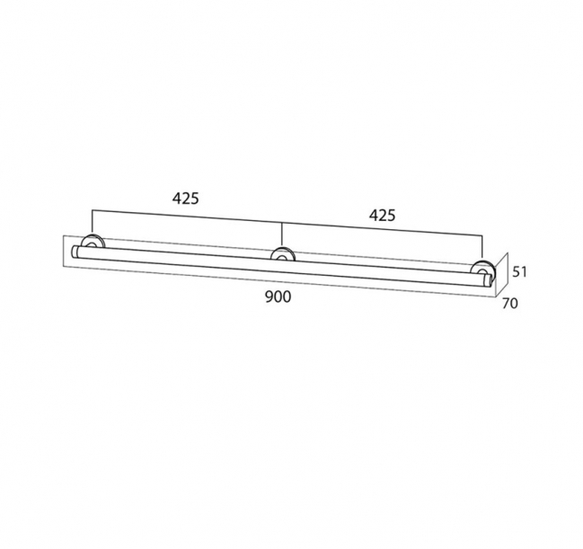 Coram Boston Straight Grab Rail 900mm Length - Stainless Steel Brushed