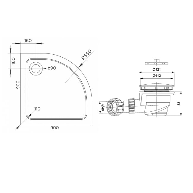 Delphi AquaStone Quadrant Shower Tray 900mm x 900mm