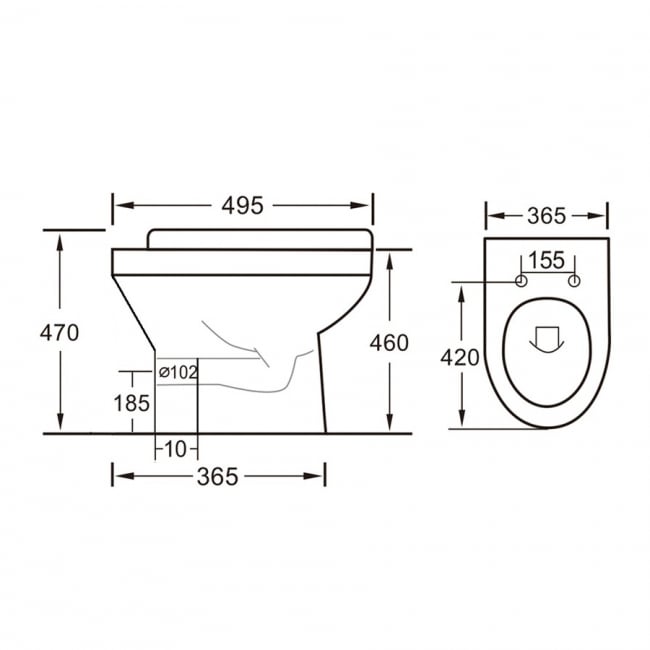 Delphi Bayeux2 Rimless Comfort Height Back to Wall Pan - Soft Close Seat