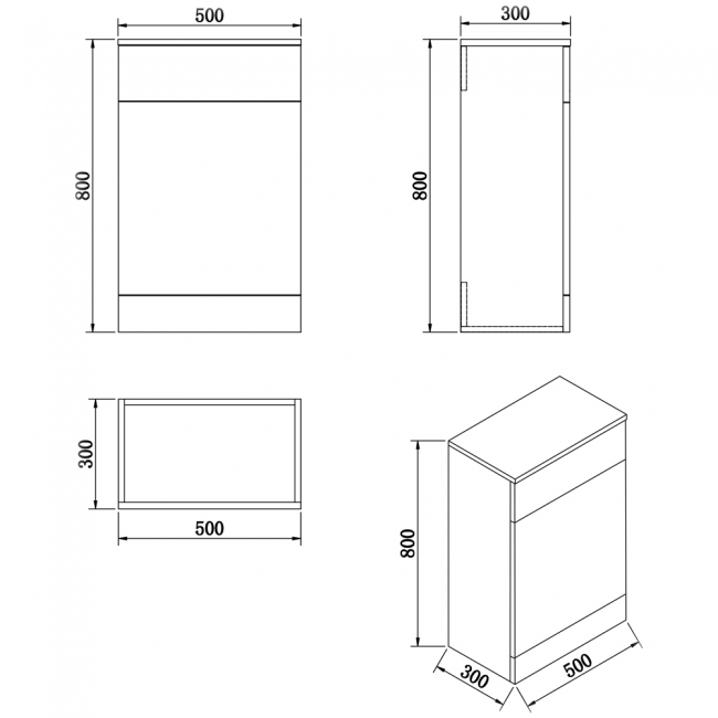 Delphi Halite Back to Wall WC Unit 500mm Wide - Matt Grey