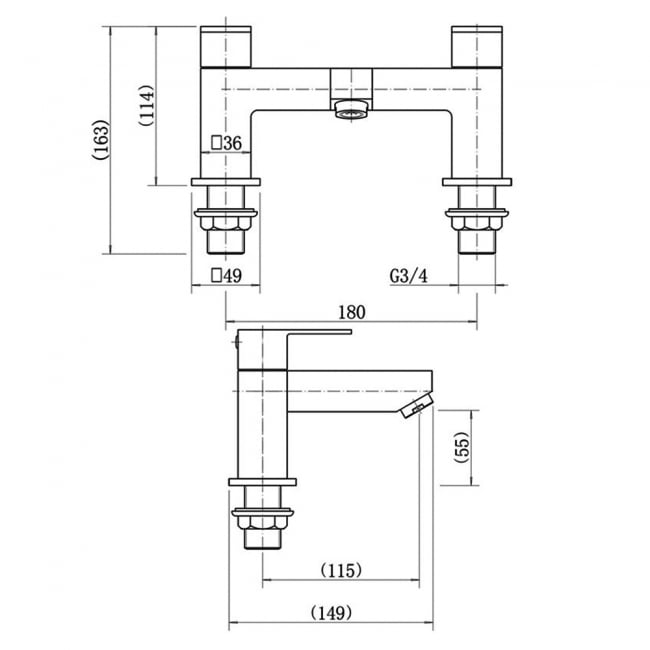 Delphi Hiron Bath Filler Tap Pillar Mounted - Chrome