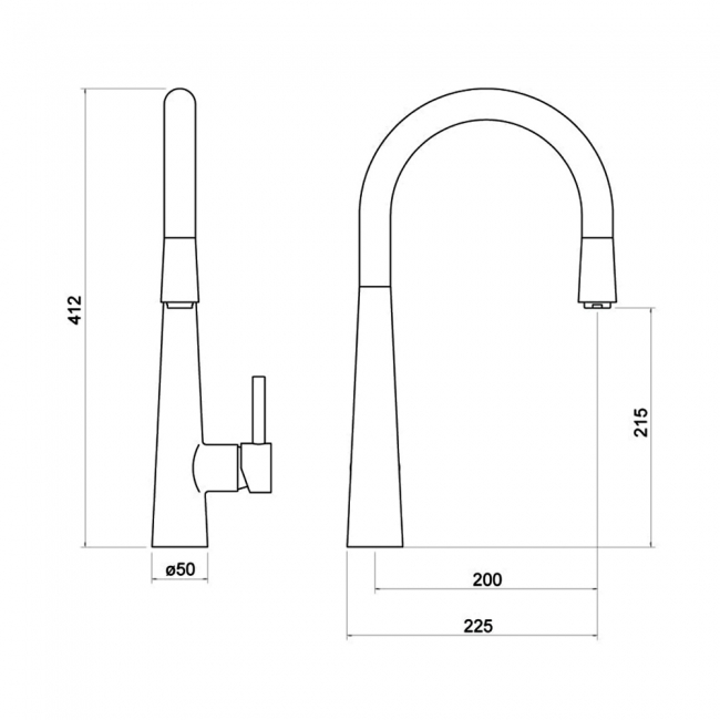 Delphi Jema Pull Out Spout Single Lever Kitchen Sink Mixer Tap - Black