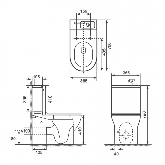 Delphi P2 Round Close Coupled Toilet with Integrated Basin and Tap (Brushed Brass Accent)