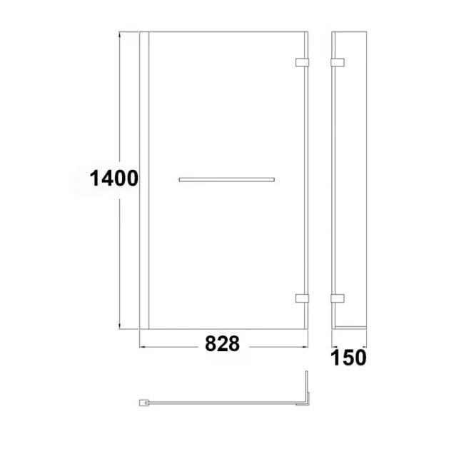 Delphi Pride Chrome L-Shaped Hinged Bath Screen With Towel Rail 1400mm H x 828mm W