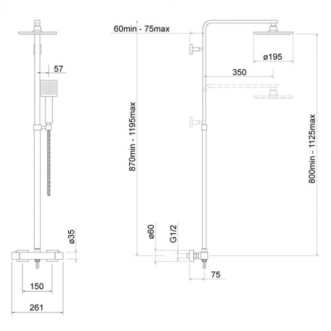 Delphi Zacha Thermostatic Bar Mixer Shower with Fixed Head and Shower Kit - Brushed Brass