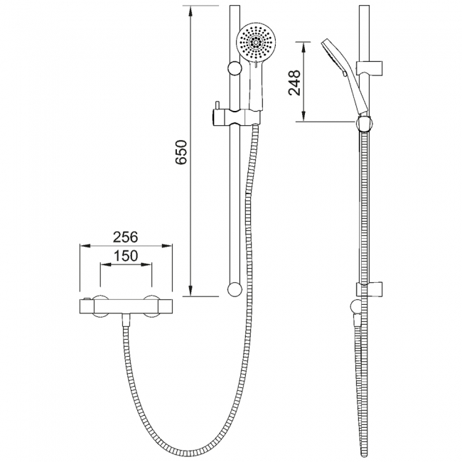 Deva Coniston Cool Touch Thermostatic Bar Shower with Slide Rail Kit - Chrome