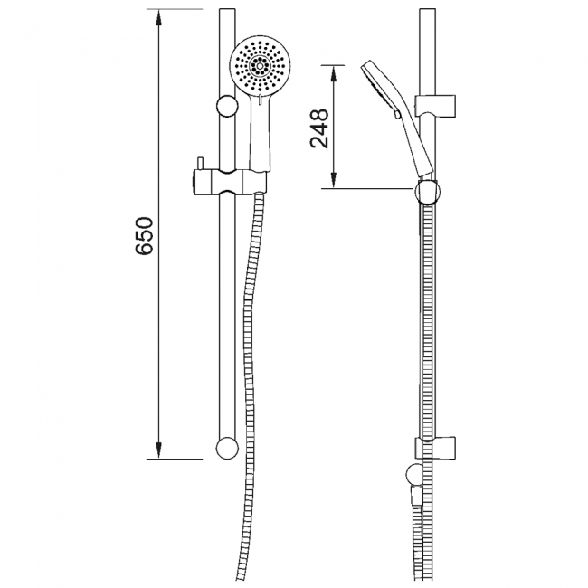 Deva Coniston Shower Slider Rail Kit Three Function - Chrome