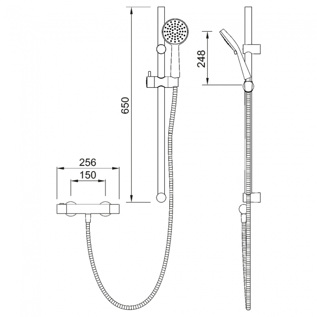 Deva Derwent Cool Touch Bar Mixer Shower with Single Mode Kit