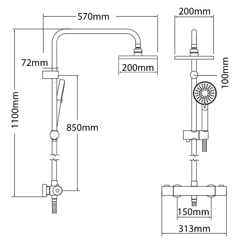 Deva Dynamic Bar Shower | DCTSDEF | 2 Outlet | Chrome